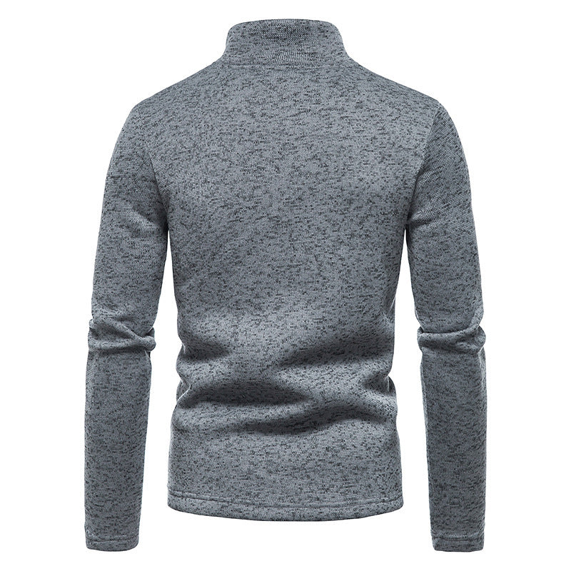 Herren Feinstrick-Halbzip-Pullover mit Stehkragen und melierter Struktur Nord Taschen
