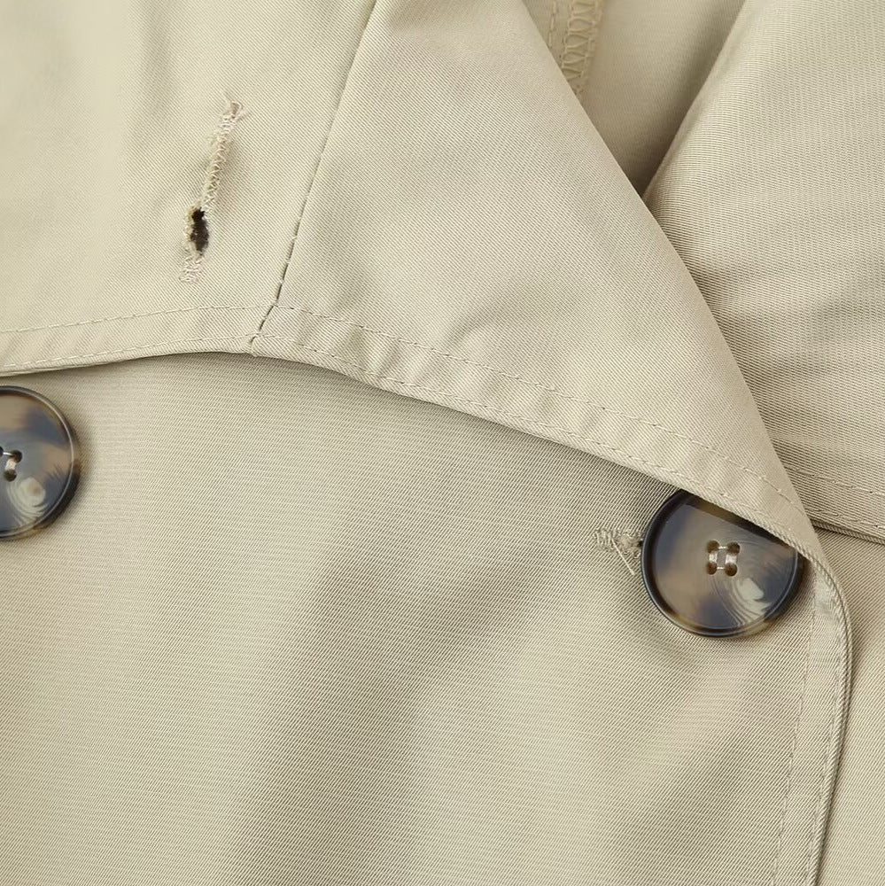 Damen Kurz-Trenchjacke im Boxy-Schnitt mit Doppelreihe und Taillengürtel Nord Taschen