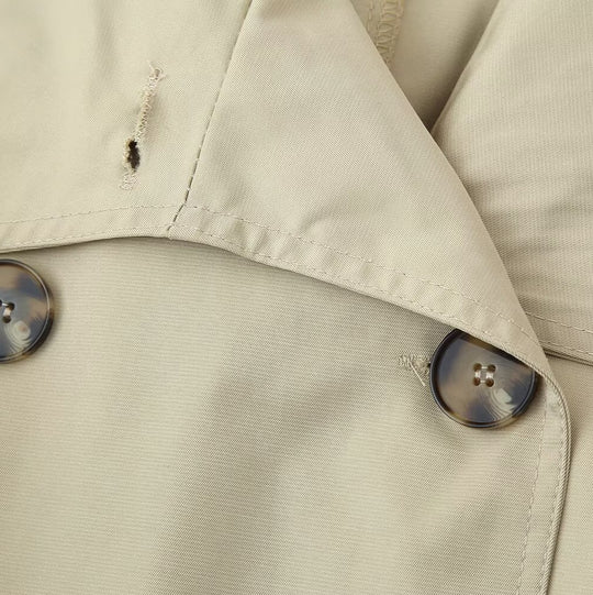 Damen Kurz-Trenchjacke im Boxy-Schnitt mit Doppelreihe und Taillengürtel Nord Taschen