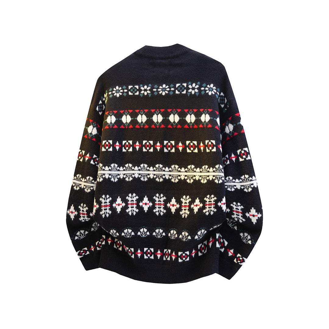 Damen Norwegermuster Strickcardigan mit Knopfleiste und Oversize-Schnitt Nord Taschen