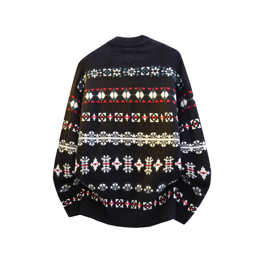 Damen Norwegermuster Strickcardigan mit Knopfleiste und Oversize-Schnitt Nord Taschen
