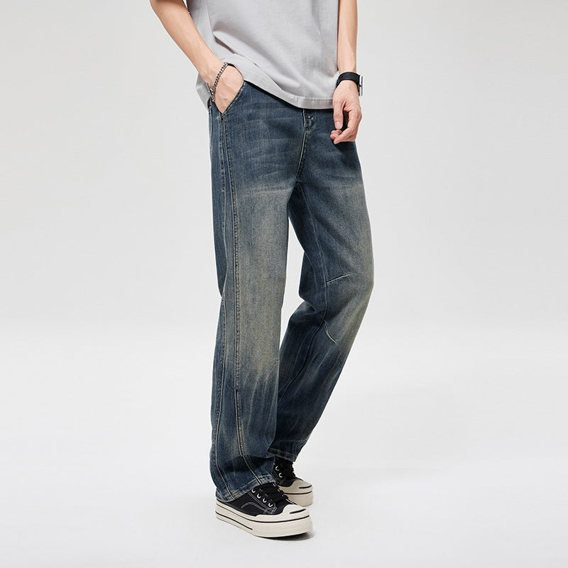 Herren Weite Baggy-Jeans im Vintage‑Wash mit Knie‑Detail Nord Taschen