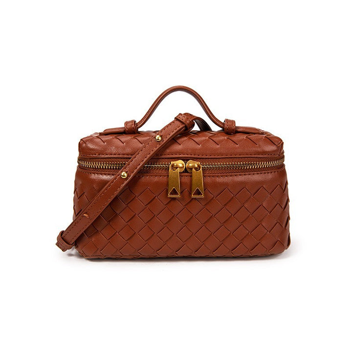 Damen Umhängetasche aus hochwertigem geflochtenem Leder mit eleganter Kettenapplikation Nord Taschen