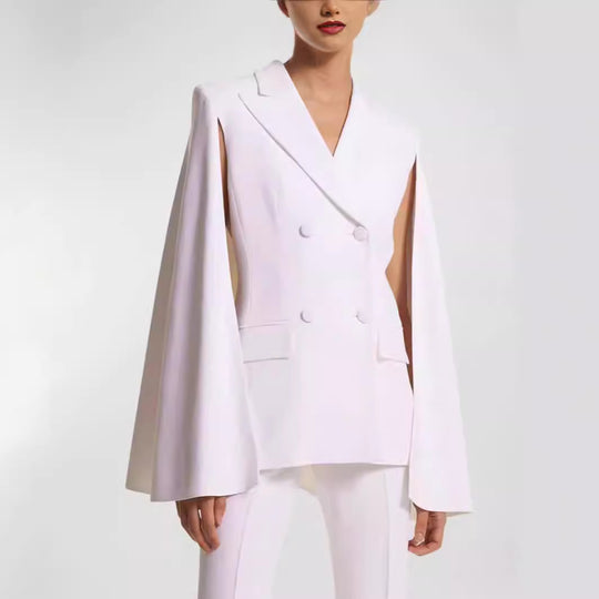 Damen Doppelreihiger Blazer mit Cape-Ärmeln und taillierter Silhouette Nord Taschen