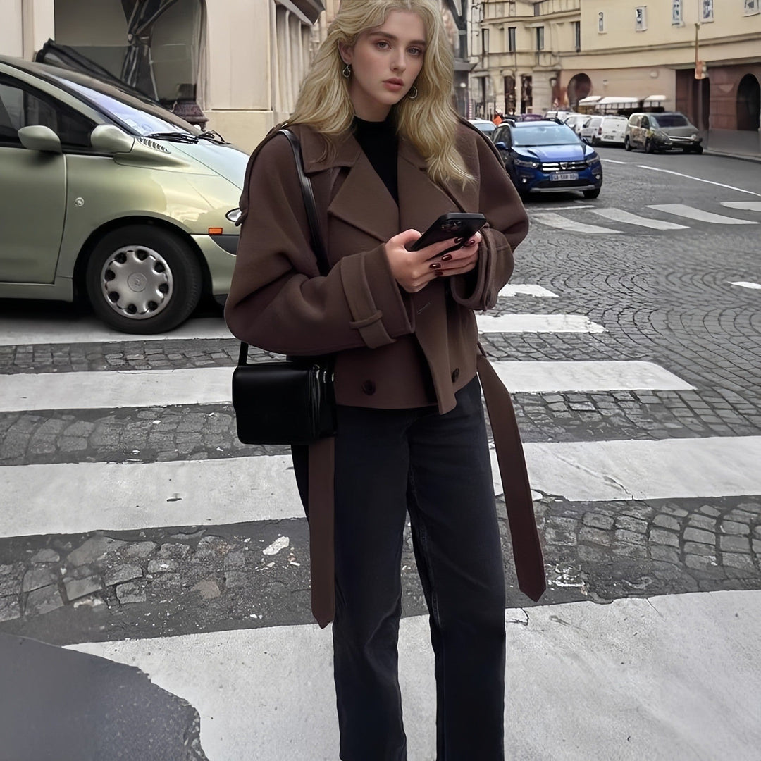 Damen modische cropped Jacke im Trench-Stil Avellé