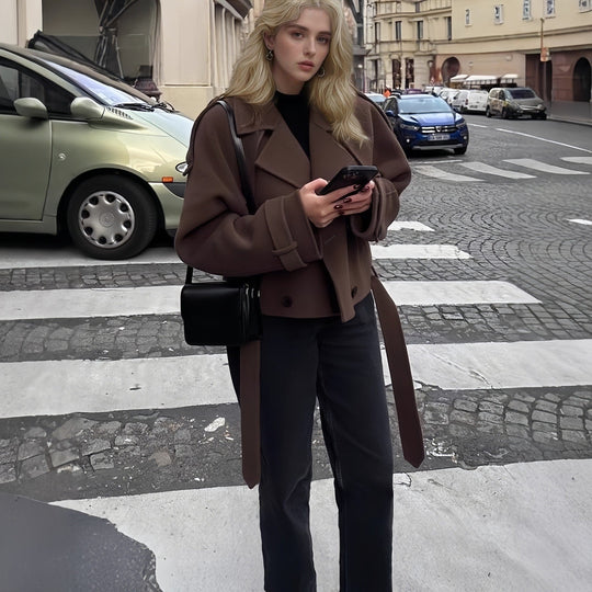 Damen modische cropped Jacke im Trench-Stil Avellé