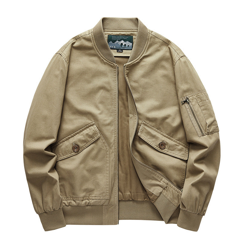 Herren Canvas-Bomberjacke im Utility-Fieldstil mit Ärmeltasche, Pattentaschen und geripptem Bund Nord Taschen