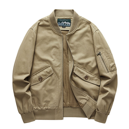 Herren Canvas-Bomberjacke im Utility-Fieldstil mit Ärmeltasche, Pattentaschen und geripptem Bund Nord Taschen