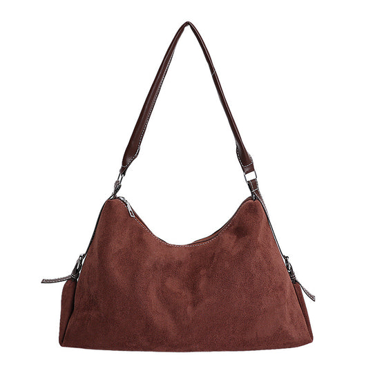 Damen modische Schultertasche aus weichem Veloursleder Nord Taschen