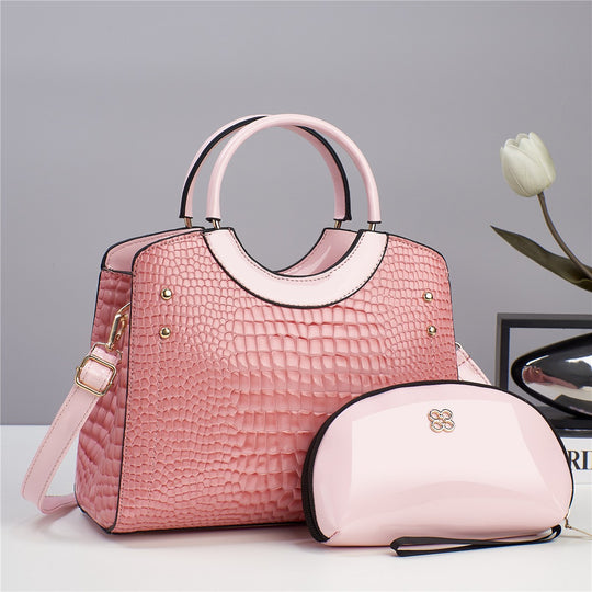 Damen moderne Handtasche mit luxuriösen Krokodilleder-Design und abnehmbarer Kosmetiktasche Nord Taschen