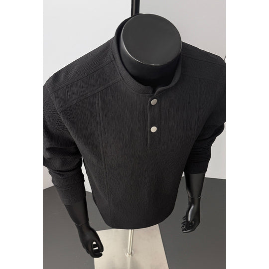 Herren Hochwertiger langärmeliger Pullover mit Knopfleiste Nord Taschen