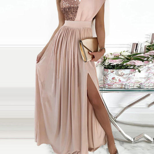 Damen Elegantes Abendkleid mit schimmerndem Oberteil und voluminösem Rock Avellé