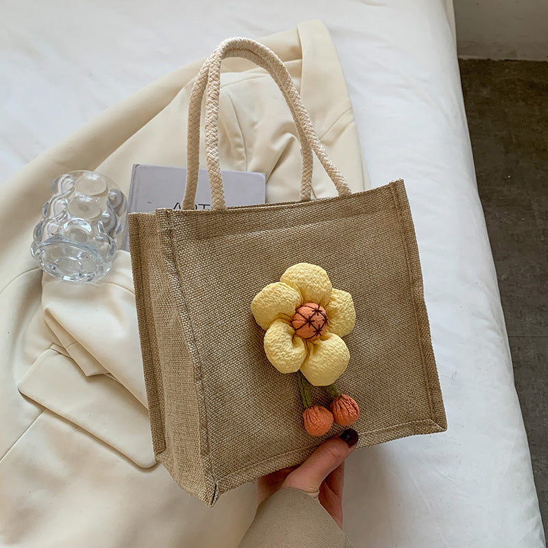 Damen Jutetasche mit floralem 3D-Design Nord Taschen