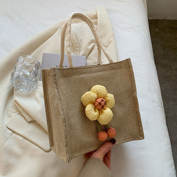 Damen Jutetasche mit floralem 3D-Design Nord Taschen