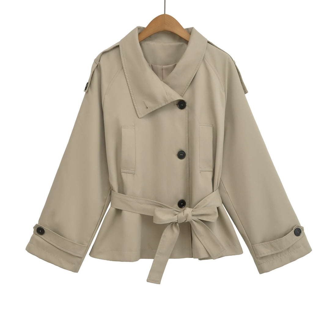 Damen Kurztrench mit Bindegürtel und weitem Arm Nord Taschen