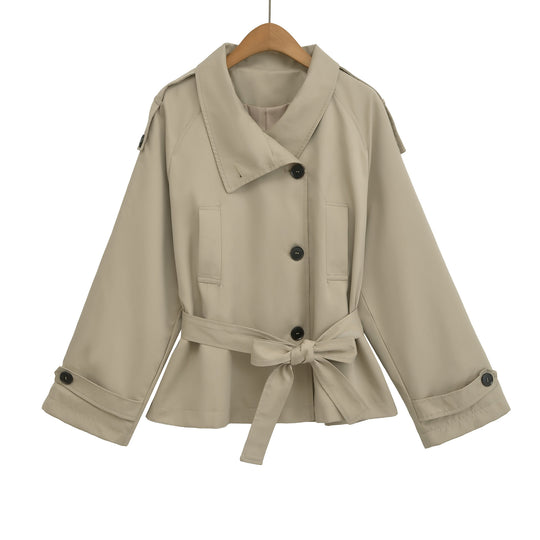 Damen Kurztrench mit Bindegürtel und weitem Arm Nord Taschen