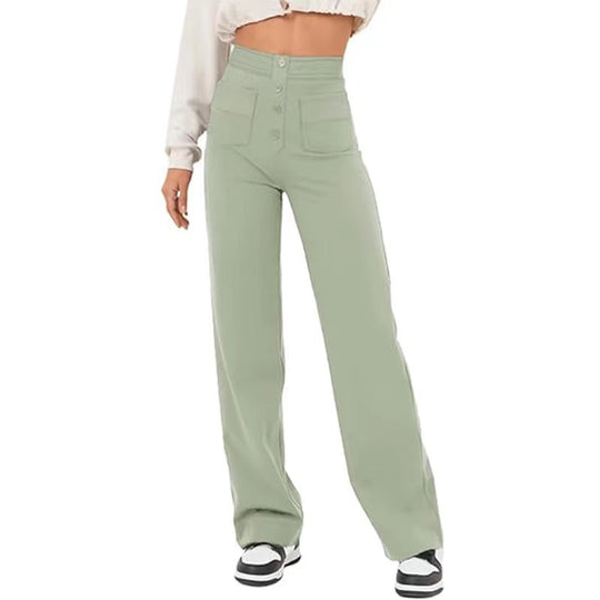 Damen Hochtaillierte Wide‑Leg Hose mit aufgesetzten Taschen Nord Taschen
