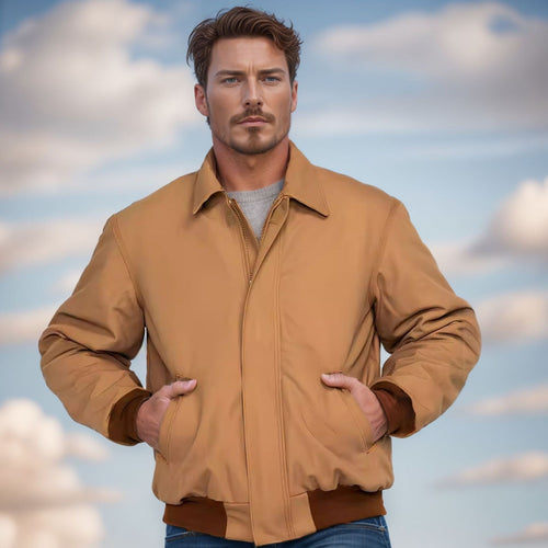 Herren Kurzjacke im Bomberstil aus weichem Kunstleder mit gerippten Bündchen Nord Taschen