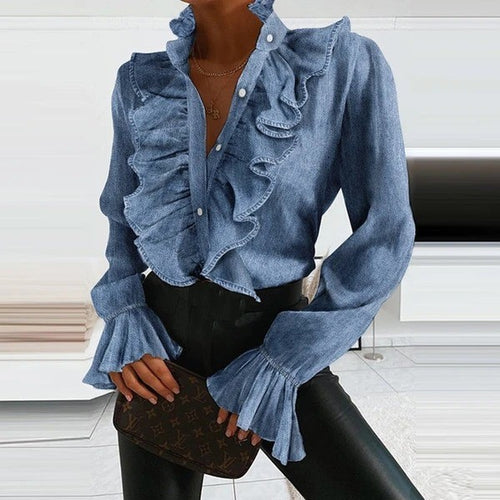 Elegante Gerüschte Bluse Damen