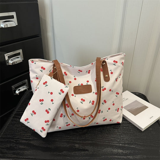 Damen praktische Handtasche mit Kirschmotiv Nord Taschen
