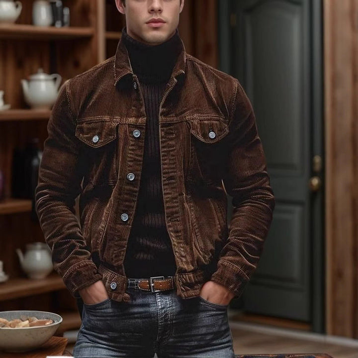 Herren Cordjacke im modernen Design mit praktischen Brusttaschen