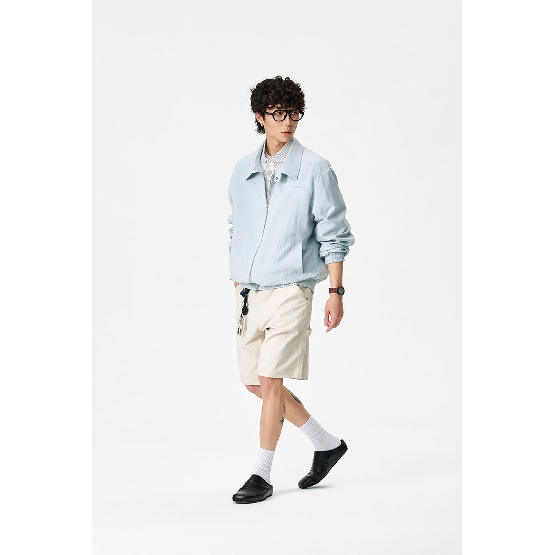 Unisex Oversize-Denim-Blouson mit fransigen Kanten und Druckknopfleiste Nord Taschen