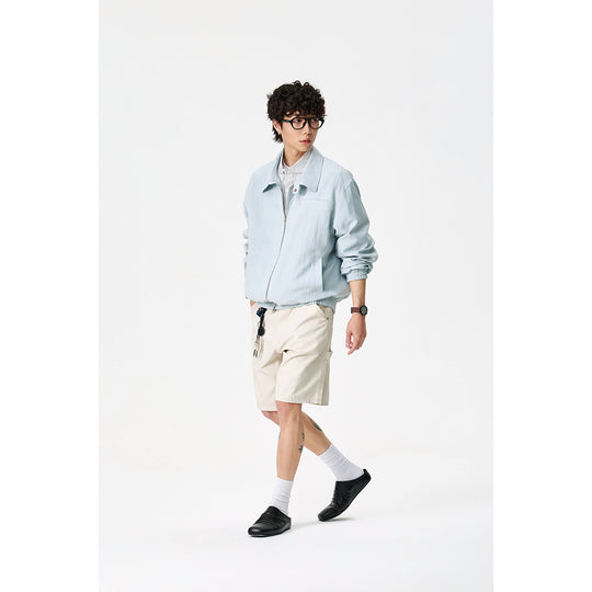 Unisex Oversize-Denim-Blouson mit fransigen Kanten und Druckknopfleiste Nord Taschen