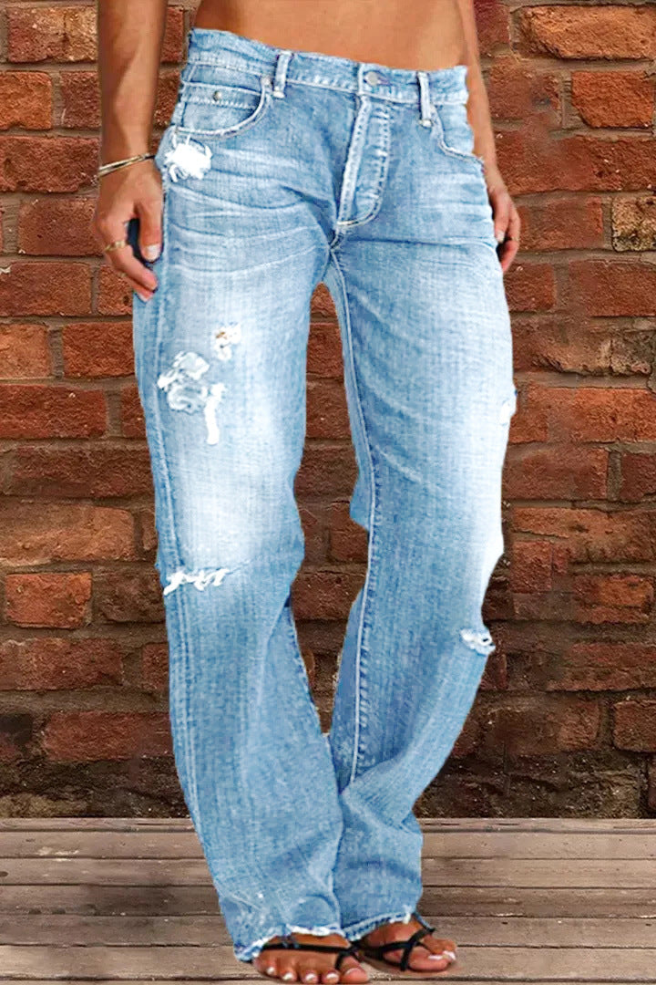 Damen lockere Jeans im Used-Look