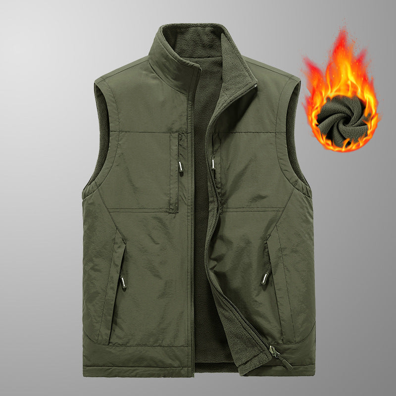 Herren wattierte Thermo-Fleece Weste mit wasserabweisender Nylon‑Shell und hohem Stehkragen Nord Taschen