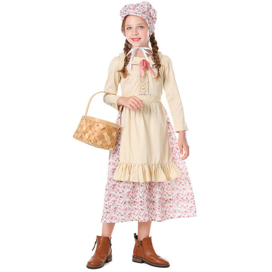 Mädchen Bauernhauskleid mit floralen Details Nord Taschen