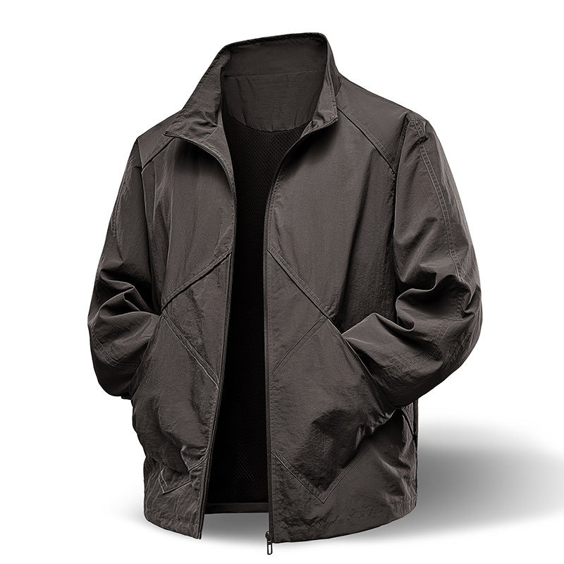 Herren Leichte technische Zip‑Jacke mit Stehkragen, Raglanärmeln & Utility‑Einsätzen Nord Taschen