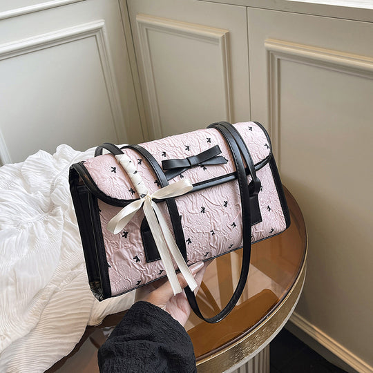 Damen Umhängetasche mit floralem Relief und elegantem Schleifenakzent Nord Taschen