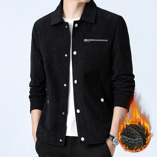 Herren Cord‑Overshirt aus Breitcord mit Druckknopf‑Front und Zipper‑Brusttasche Nord Taschen