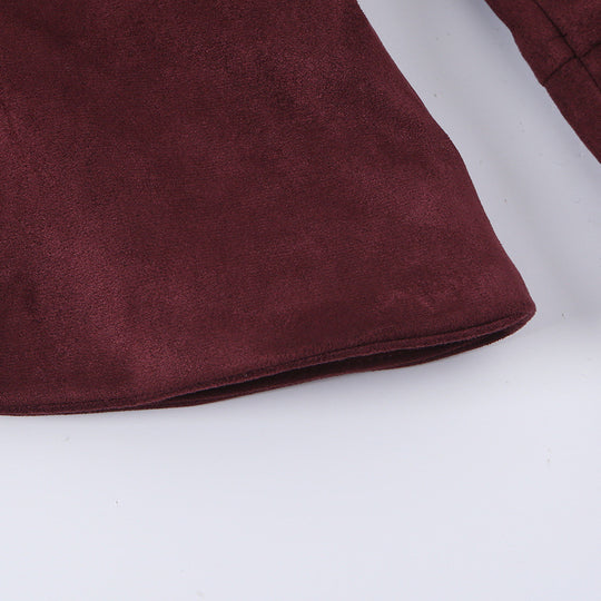 Damen Taillierte Paradejacke aus Veloursimitat mit hoher Knopfsteg‑Blende und Schulterpatten Nord Taschen