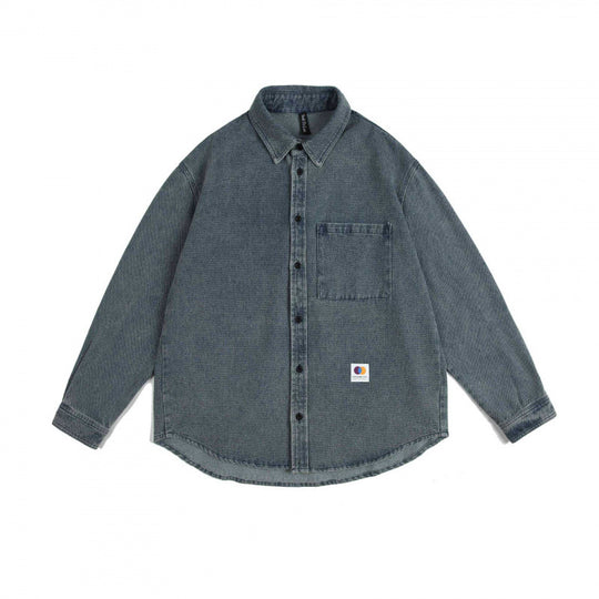 Unisex Kastenförmiges Denim-Overshirt mit Brusttasche und Stonewashed-Optik Nord Taschen