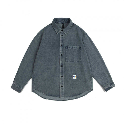 Unisex Kastenförmiges Denim-Overshirt mit Brusttasche und Stonewashed-Optik Nord Taschen
