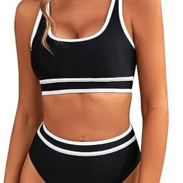 Damen Sportlicher Hochgeschnittener Bikini Nord Taschen