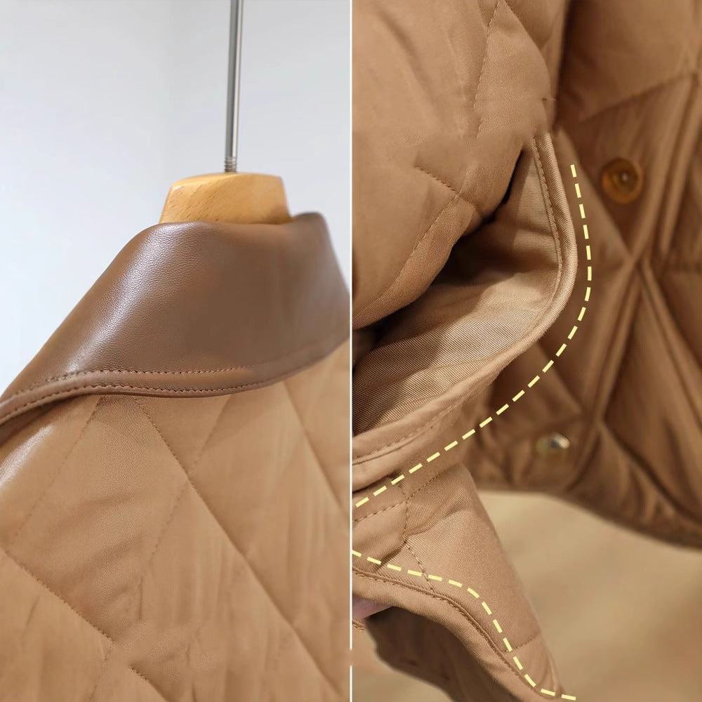 Damen Steppjacke mit hochwertigem Lederkragen Nord Taschen