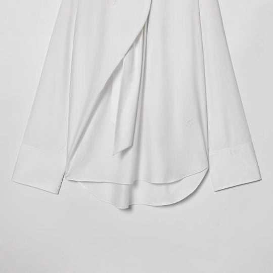 Damen Schluppenbluse mit weitem Oversize‑Schnitt und asymmetrischem Bindeschal Nord Taschen