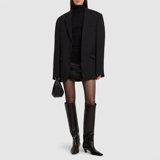 Damen Kniehohe Lederstiefel mit spitz zulaufender Silhouette und mittlerem Absatz Nord Taschen