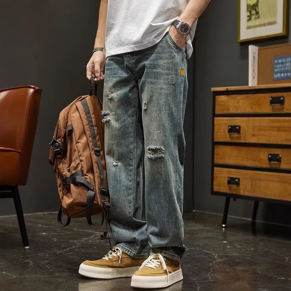 Herren Weitgeschnittene Destroyed Jeans Nord Taschen