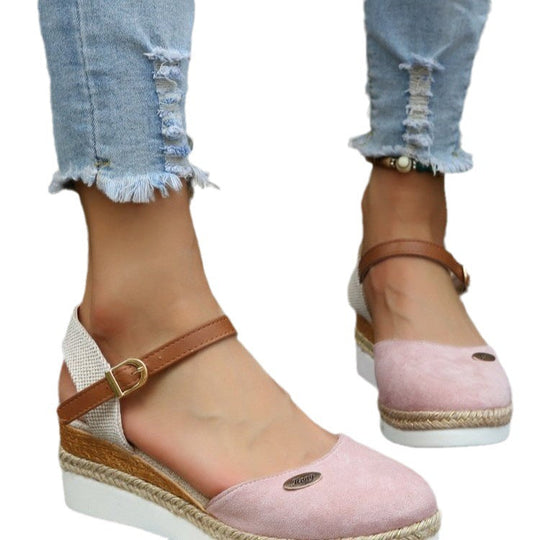 Damen Wedge-Sandalen mit geflochtenem Riemendesign und komfortablem Fußbett