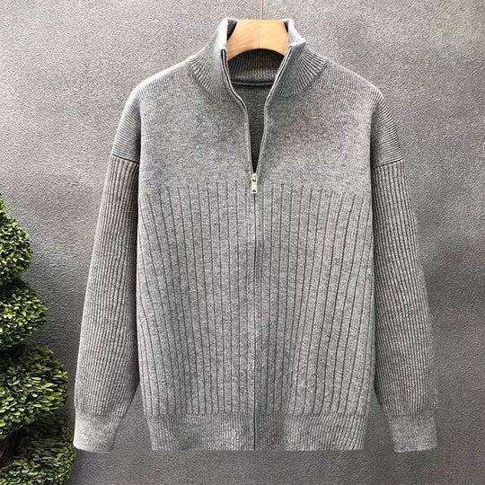 Herren Oversize Feinstrick-Pullover mit halbem Reißverschluss und markanter Rippenstruktur Nord Taschen