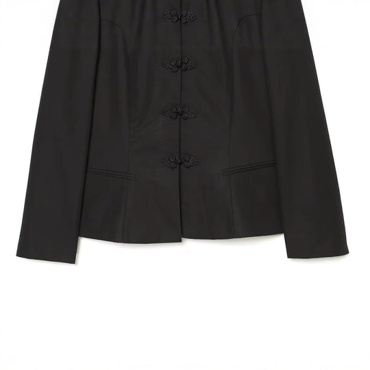 Damen Jacke im Mandarin-Stil mit Stehkragen und Zierfroschverschlüssen Nord Taschen