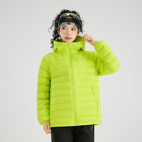 Damen Ultraleichte gesteppte Thermokapuzenjacke mit Horizontalsteppung und Reißverschlusstaschen Nord Taschen