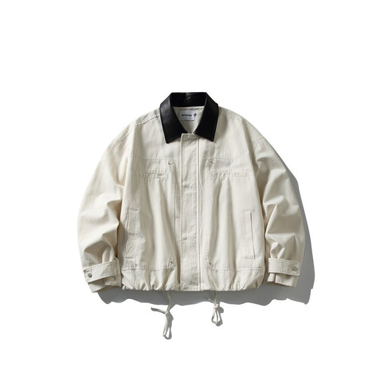 Herren Kurz geschnittene Boxy‑Blousonjacke mit Lederimitat‑Kragen, Tunnelzugsaum und Druckknopfmanschetten Nord Taschen