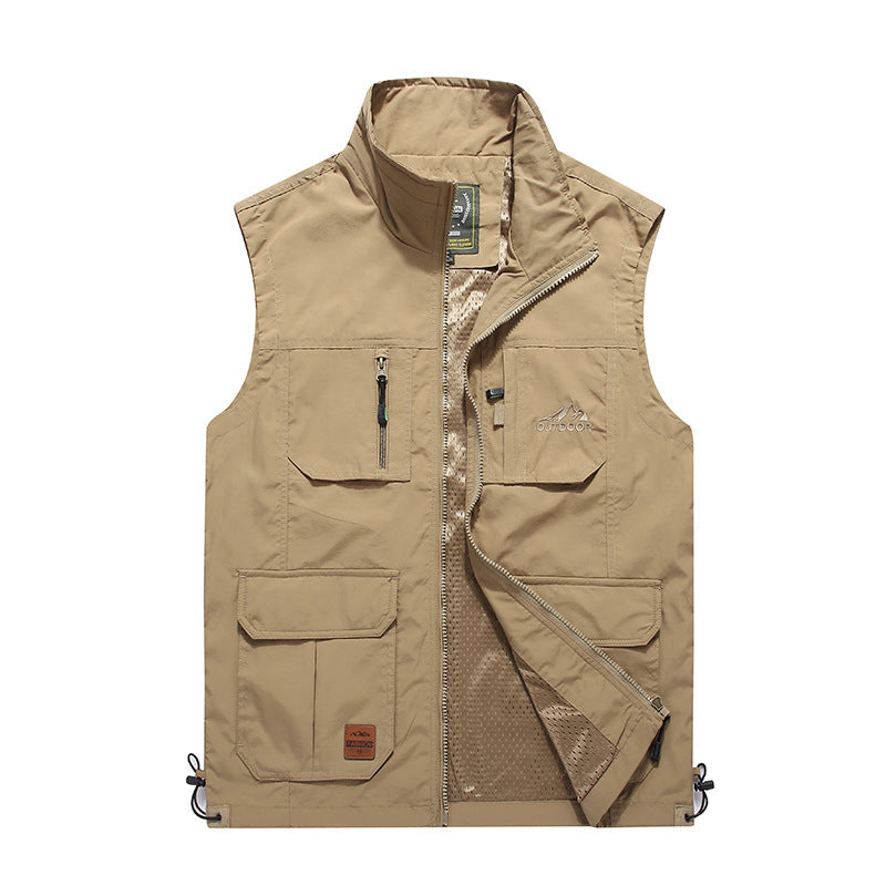 Herren multifunktionale Outdoor‑Utility‑Weste mit Reißverschluss, Mehrfachtaschen und atmungsaktivem Meshfutter Nord Taschen