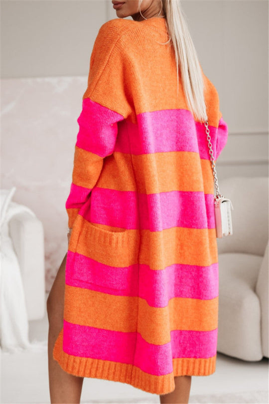 Bunte karierte Strickjacke für Herbst und Winter