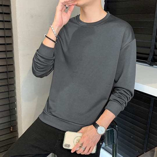 Herren Minimalistisches Rundhalsausschnitt-Sweatshirt aus Baumwollmix mit gerippten Bündchen Nord Taschen