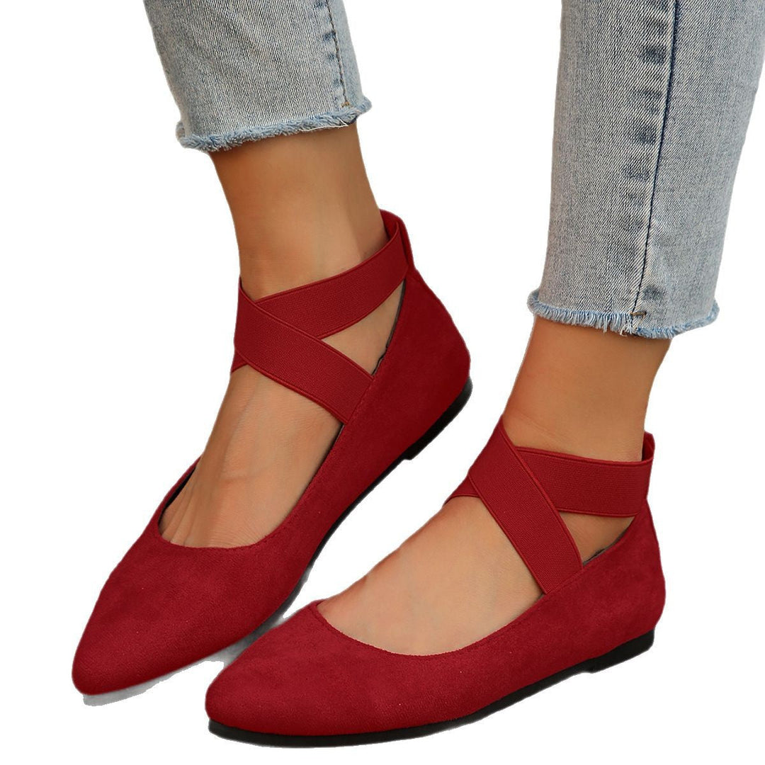Damen elegante Ballerinas mit verstellbarem Riemchendesign